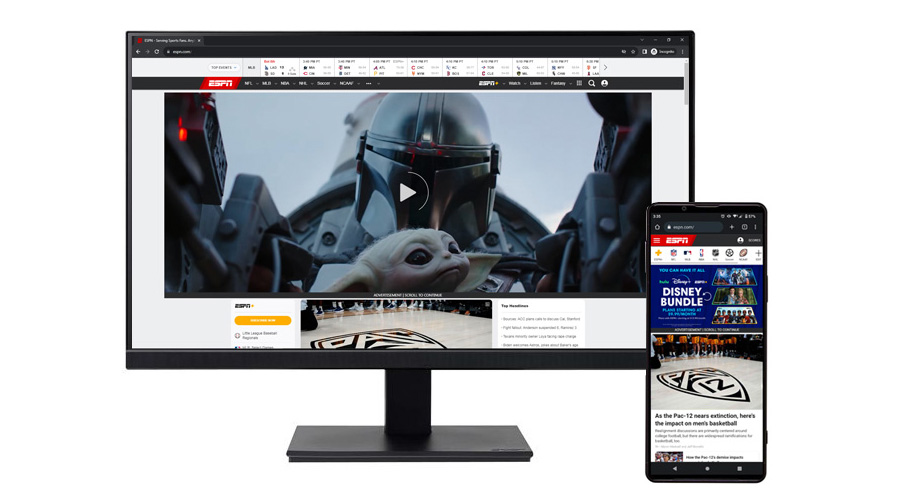 image examples of the Cinema Ad format developed for ESPN