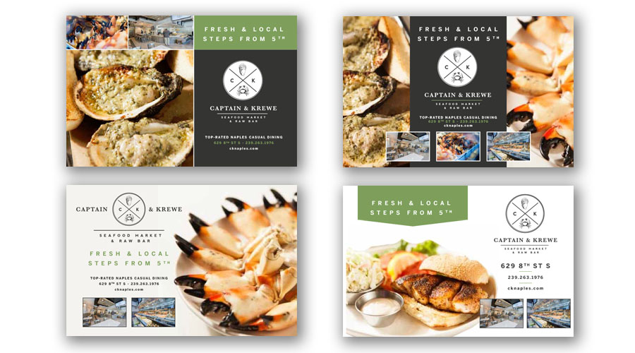 images of the original design concepts presented to the client for the advertisement