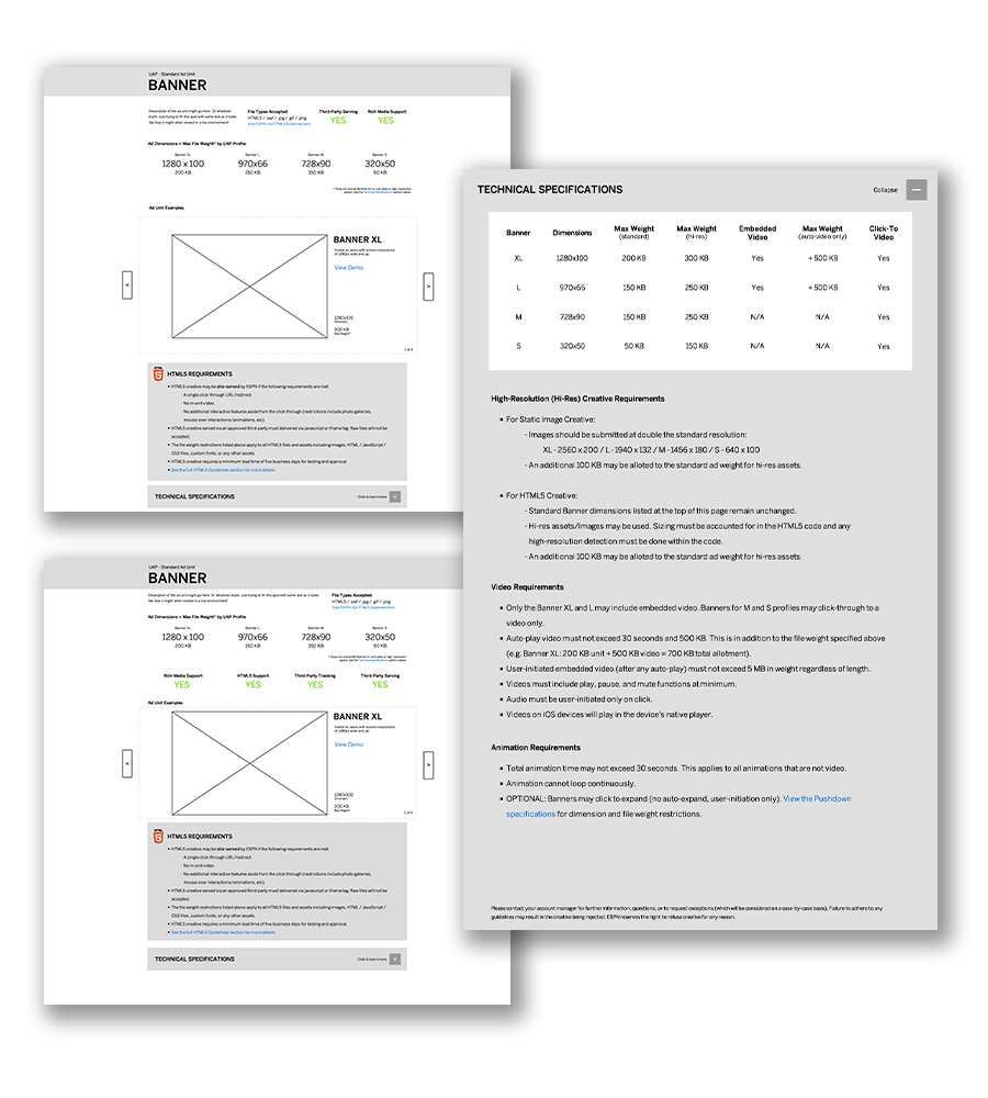 images of more developed wireframes of the design
