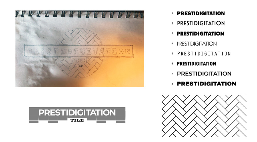 early concepts and visual tests for the company logo design