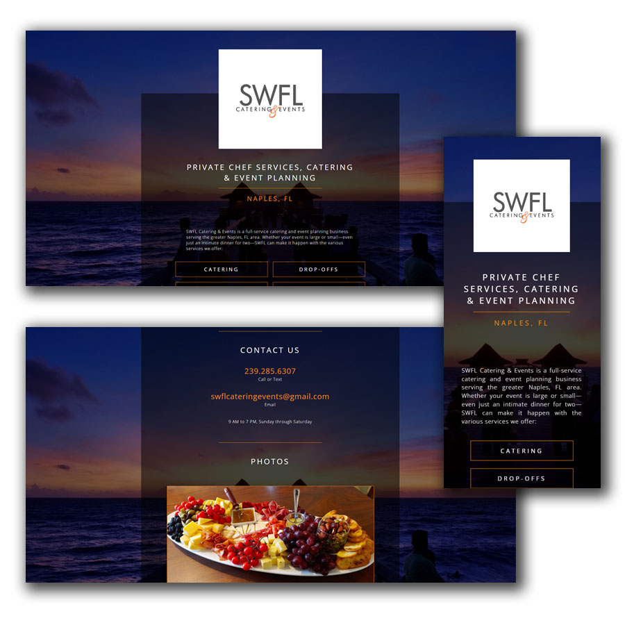 screenshots showing the first version of the business' web site