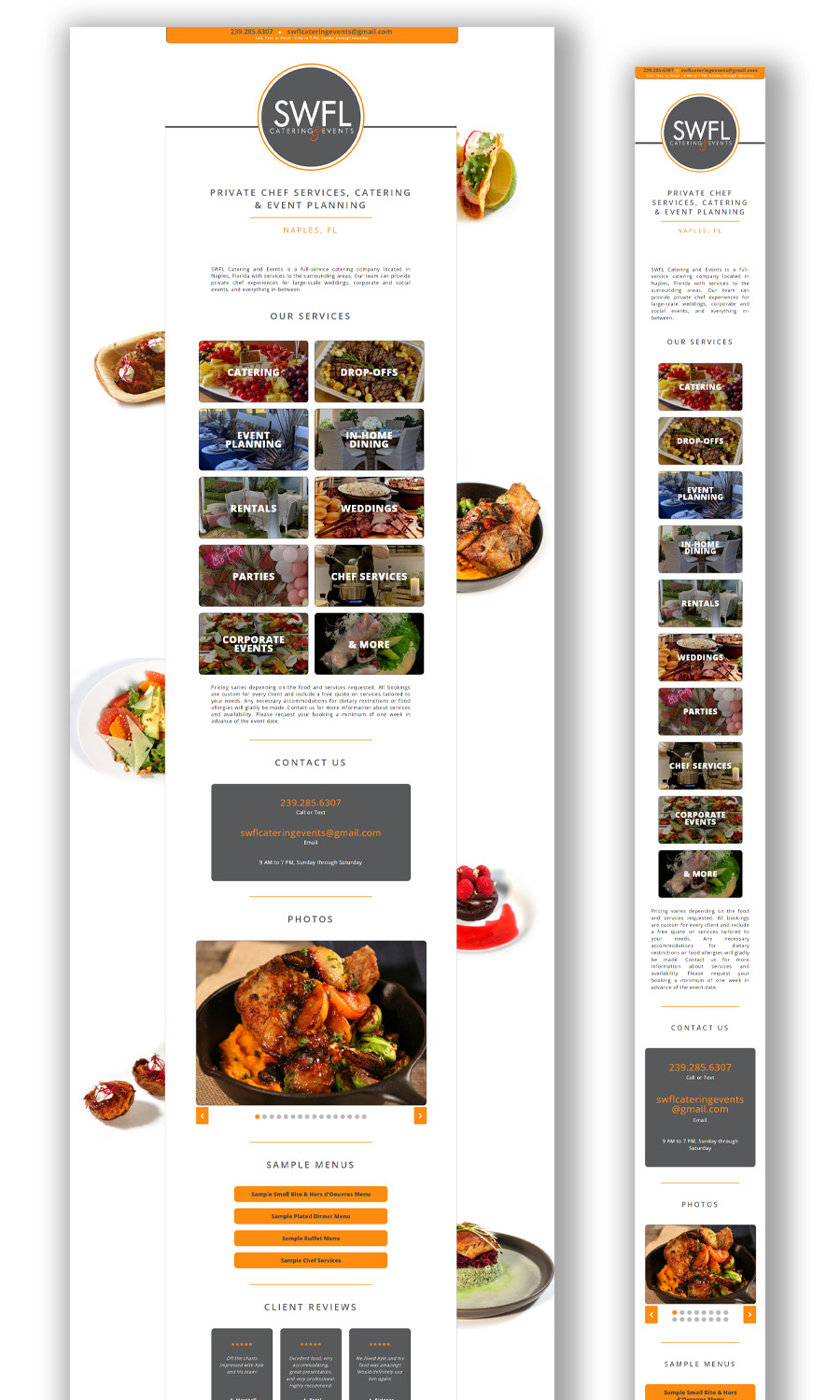 screenshots of the current version of the web site