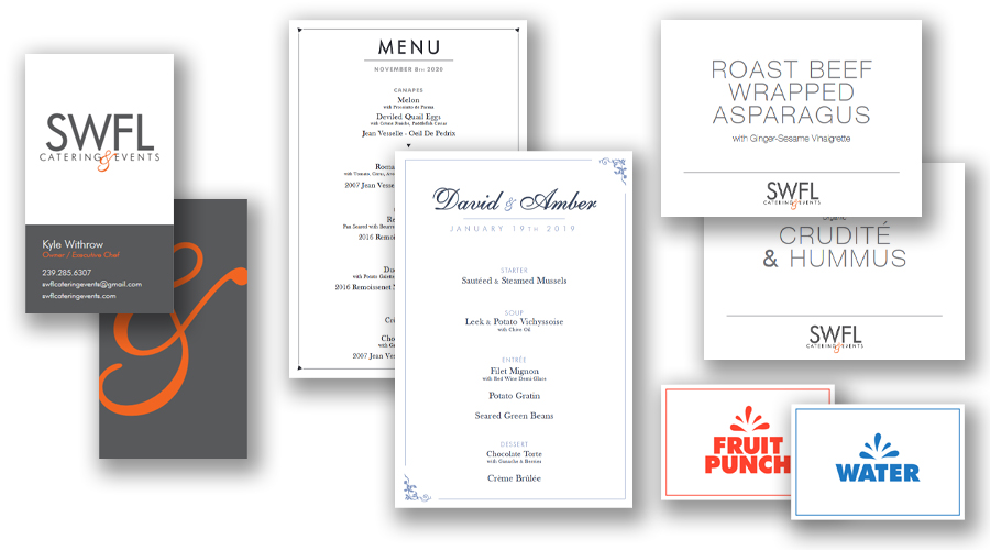samples of various graphic design work done for this business